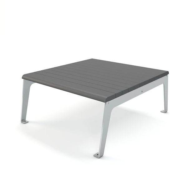 Gray 42" Plaza Table with Silver Frame